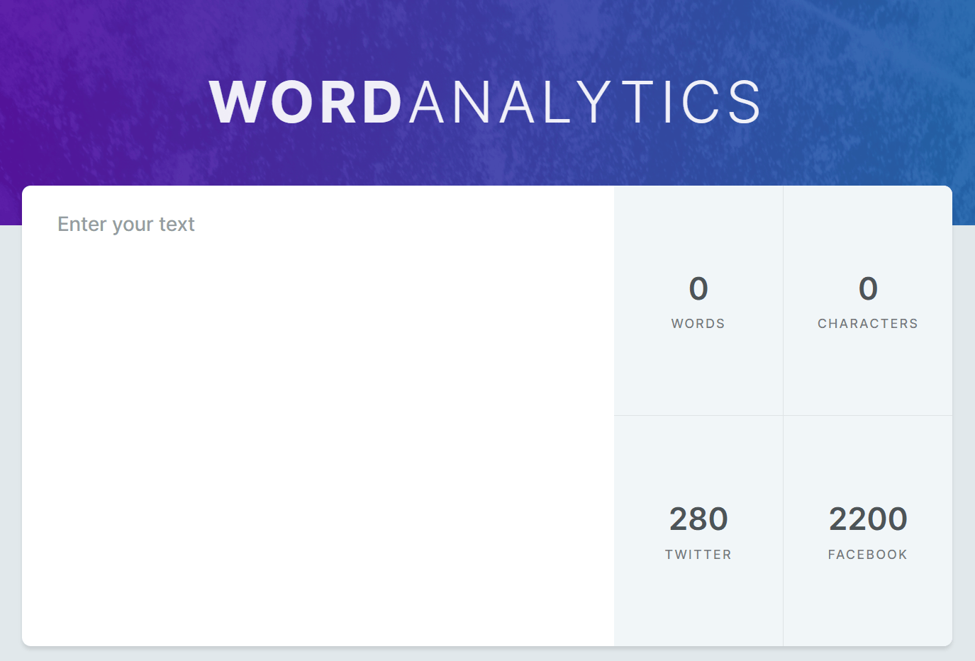 Word Analytics project